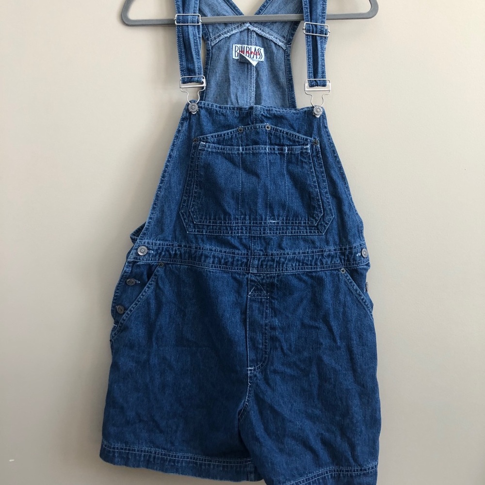 Billblass Dark Denim Short Overalls L